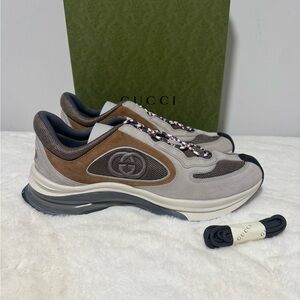 Gucci Men's Gucci Run Sneaker Light Grey Suede Size UK13.5/US14